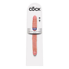 Dildo Cock, 12 tum, smal, dubbeländad, hudfärgad King Cock 12547