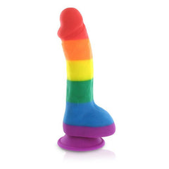 Silicone Regnbågsdildo med pung Pride Dildo E26956