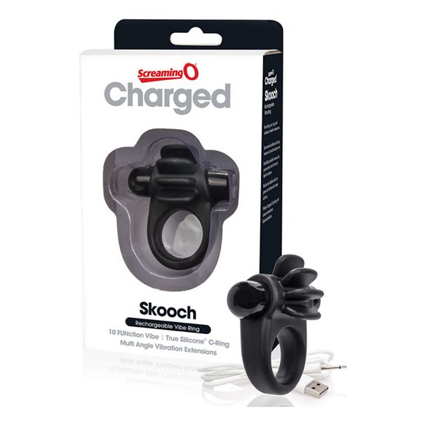 Uppladdningsbar ringvibrator Skooch Ring, blå The Screaming O 12723
