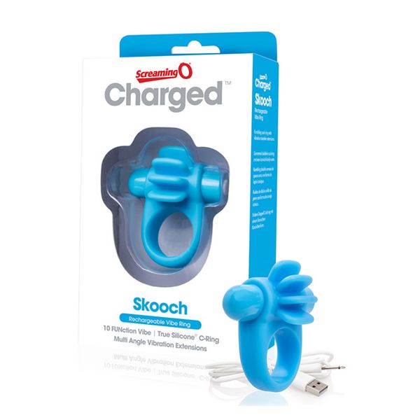 Uppladdningsbar ringvibrator Skooch Ring, svart The Screaming O 12730