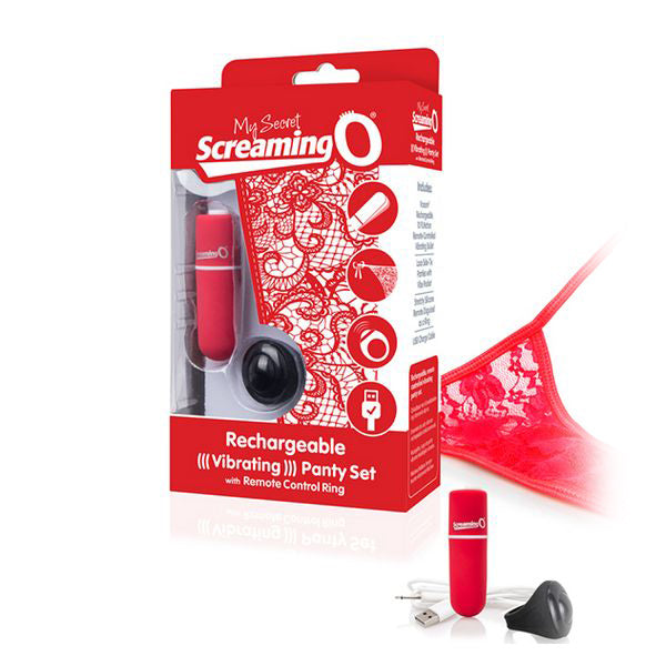 Uppladdningsbar fjärrstyrd vibrator Panty Vibe, röd The Screaming O 12792