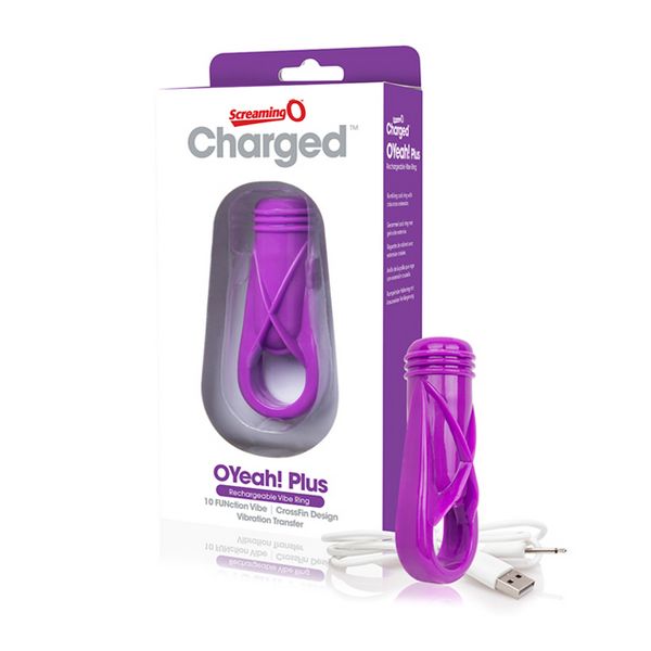 Uppladdningsbar ringvibrator Oyeah Plus, mörklila The Screaming O 12846