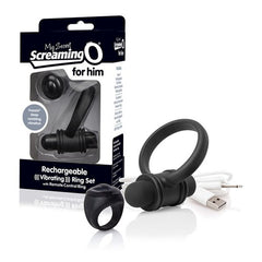 Uppladdningsbart fjärrstyrt kit Bullet and Ring for Him, svart The Screaming O 12860