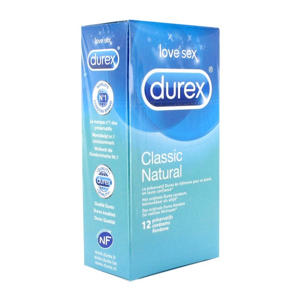 Klassisk Natural Kondom 12 st Durex 8424